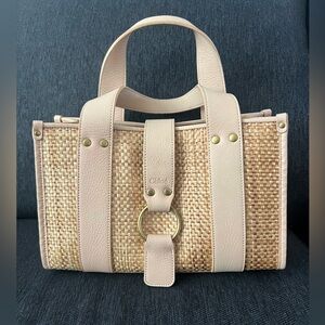 Chloé Leather & Straw Small Tote
